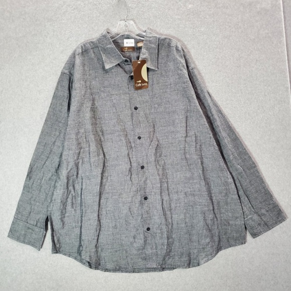 Cafe Luna Men Button‎ Up Shirt 2XL Gray Chambray Long Sleeve NWT